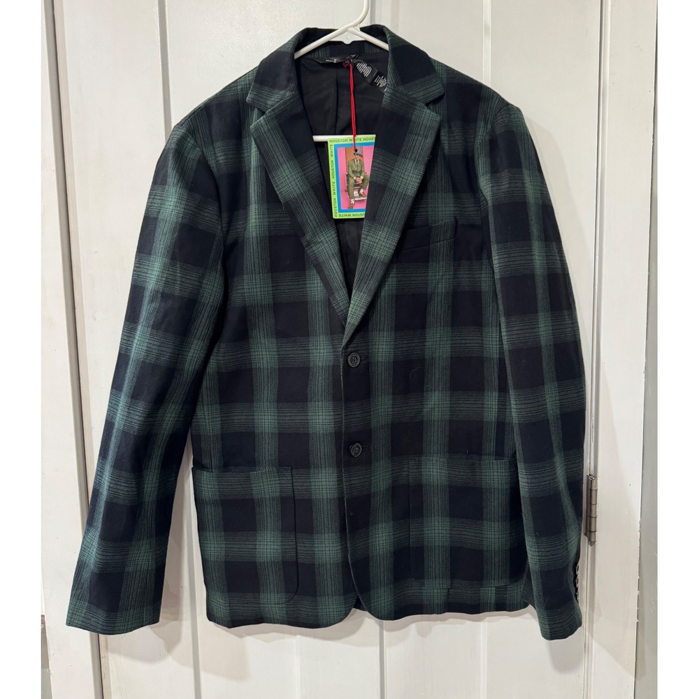 Houston White Adult Plaid Blazer Green Black HWMF23-344D Size S NWT